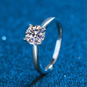 Ringen Gecertificeerde Moissanite Verlovingsringen voor Vrouwen 1ct 2ct Ronde Briljante Lab Diamanten Bruiloft Band Sterling Sier Fijne Sieraden