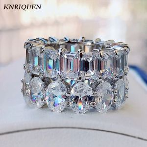 Anneaux Charms 100% 925 argent sterling simulé Missanite Lab Diamond Eternity Rings for Women Wedding Engagement Bands Bijoux