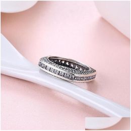 Anneaux Choucong Authentic 925 Sier Vintage Punk Ring for Men Geo-gothic Uni Women Hip Hop Rock Party Famme Brand Wholesale CZ Diamond Dhjy2