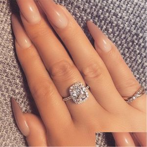 Rings Choucong Dazzling Promise Ring 925 Sterling Sier Cushion Cut 3ct Diamond CZ Charm Band voor dames sieraden Drop levering DHSCF