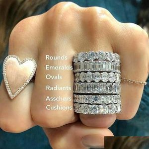 Anneaux Choucong Top Sells Never Fade Fade Sparkling Luxury Jewelry 925 Sterling Sier Princess Cut White Topaz CZ Diamond Promise Bridal R OTG6K