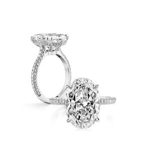 Anneaux Classique mode 18K or blanc couleur bijoux bague 925 argent anneaux de mariage pour les femmes scintillant 5 Carats ovale Zircon diamant bijoux