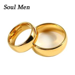 Anneaux Classic Wedding Bands For Women Men Couples Tungsten Carbide Gold Color Lovers 4/6 / 8mm pour les cadeaux de fête de vacances à bague de fiançailles