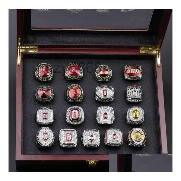 Anneaux Cluster 17pcs Ohio State Buckeyes Champion National Championnat Bague Ensemble Solide Hommes Fan Brithday Cadeau En Gros Drop Livrer GJVM