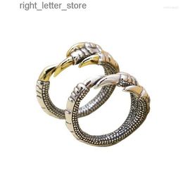 Anneaux Cluster Rings Bicolor Silver Dragon Claw Pinky Ring pour hommes femmes petit doigt réglable 240229