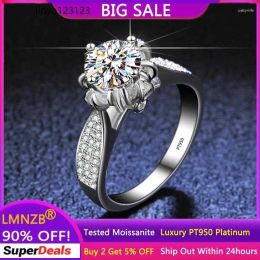 Anillos anillos de racimo lmnzb 1 real pt950 platino moissanite anillo flor de flores propuesta de boda confesion joyería de aniversario