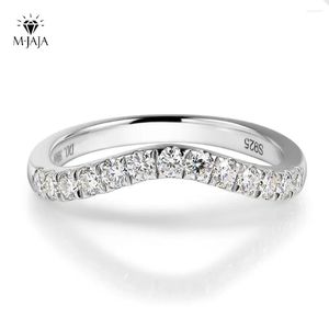 Ringen cluster ringen MJAJA halve eeuwigheid Moissanite ring gebogen trouwring 925 sterling zilver 0,39 ct Lab diamant voor vrouwen D kleur Je