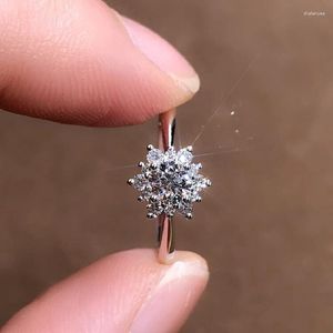 Rings cluster ringen witgouden dames ring ronde mosan diamant d kleur vvs1 bruiloft/verloving/jubileum/banket/Valentijnsdag geschenken
