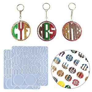 Rings creatief 26 Letter Keychain UV Resin Mold Diy Letter Naam Combinatie Keychain Hanger Backpack Decoratie Siliconen Mot