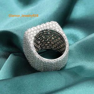 Rings aangepaste fijne sieraden Hip Hop Iced Out Vvs Sterling Sier Full Moissanite Men Hiphop Lab Diamond Ring