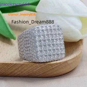 Rings aangepaste fijne sieraden Hip Hop Iced Out Vvs Sterling Sier Full Moissanite Men Hiphop Lab Diamond Ringvvs