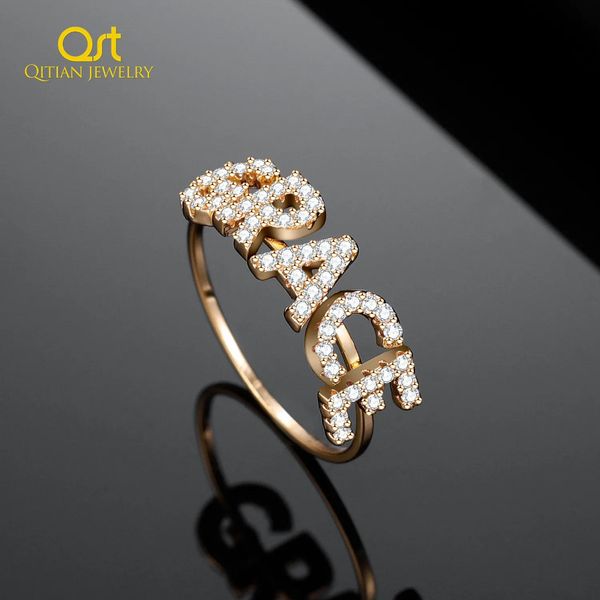 Anillos Anillo de nombre personalizado Anillo de letra de diamante Joyería de moda personalizada Anillos de dama de honor únicos Regalos de mamá Declaración Regalo de mejor amigo