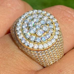 Anneaux Testeur de diamant personnalisé Hip Hop VVS Moissanite, bague en chaîne cubaine glacée 10K 14k, plaque en or véritable pour hommes, bijoux fins