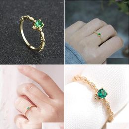 Rings schattige sierlijke vrouwen groene strass gold color delicate crystal sieraden anillos mujer verloving drop levering ring dhciv