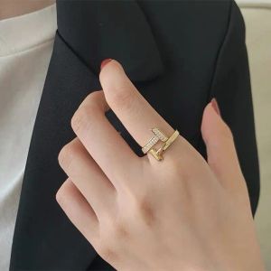 Anneaux CxsJeremy 14K or jaune T lettre Moissanite anneaux pour femmes mode personnalité fête Index bague Fine bijoux cadeau