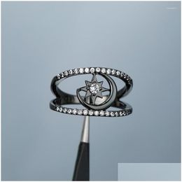 Ringen Sierlijke Vrouwelijke Witte Kristallen Stenen Ring Trendy Rose Goud Kleur Voor Vrouwen Schattig Maan Ster Holle Verlovingsring Drop Levering Jood Dhvq6