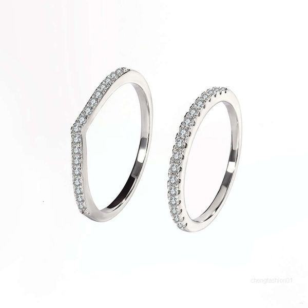 anelli anello di design per donna argento sterling 925 anello moissanite VVS passaggio diamante tester anello d'amore forma a v anello di fidanzamento per unghie gioielli di design di lusso formato USA 5-9