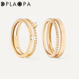 Rings dplaopa 100% 925 Sterling zilveren zirkoonlijn twee cirkelringen vrouwen plave cz vrouwen bruiloft 2022 feest luxe klassieke sieraden