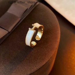 Ringen Drop Olie Zirkoon Letter H Open Ring Goud Gegalvaniseerd Mode Metalen Ontwerp Wijsvinger Ring 240229