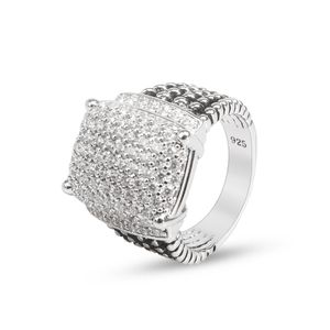 Anneaux Dy Twisted Wire Ring Diamond Ring Femmes Mode Plaqué Platine Micro Diamant Tendance Style Polyvalent