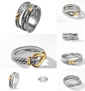 Rings ED Women gevlochten Designer Men Fashion Jewelry for Cross Classic Copper Ring Dire Vintage X Engagement Anniversary Gift3754544