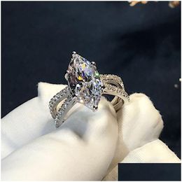 Anneaux Elegant Marquise Cut 3CT Lab Diamond Diamond Ring White White Gold rempli Bijou Engagement Bijou For Women Bridal Party Bijoux Drop Livraison OTYBI