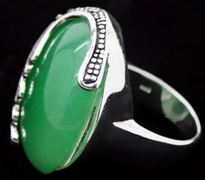 Anneaux Livraison gratuite fantaisie joli vert naturel jade 925 bague en argent Sterling taille 7/8/9/10