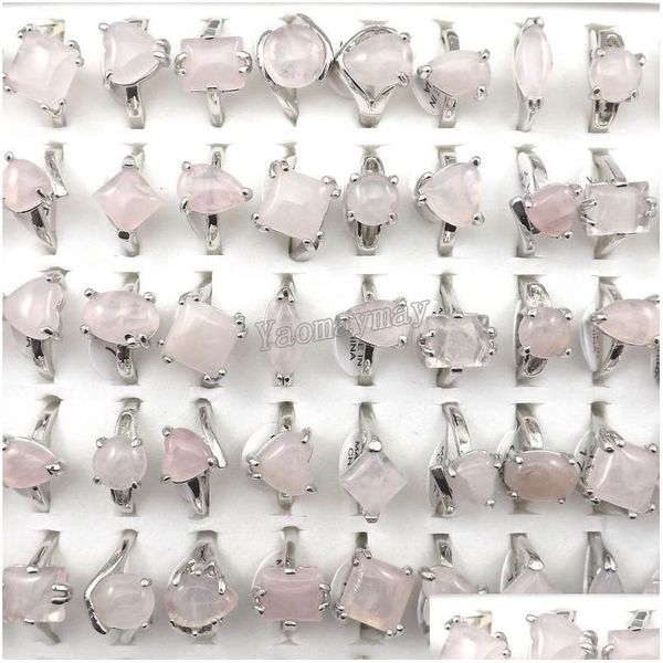 Anneaux Mode Naturel Rose Clair Cristal Femmes Bijoux 50Pcs En Gros 230831 Drop Livraison Anneau Dhw9P