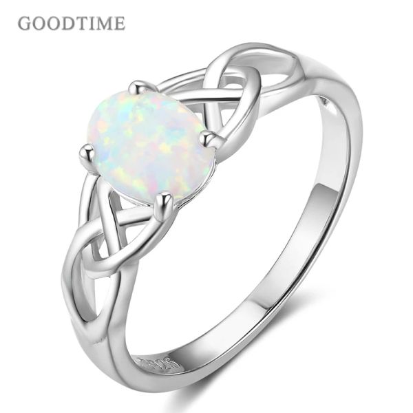 Anneaux d'anneau d'opale de mode pour femmes 925 Sterling Silver Woven Shape Zirconia Anniversary Jewelry Ring for Bridal Wedding Party Habit Up
