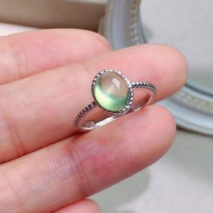 Anillos de moda de plata anillo prehnite 1ct 6 mm 8 mm 8 mm para joyas de uso diario