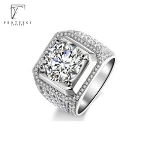 Ringen FENTTECI 925 sterling zilveren moissanite ring groep set vol diamanten herenring luxe ring 2ct 3ct 5ct luxe sieraden voor mannen