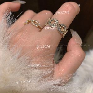 Bagues en Zircon pour femmes, chaîne dorée, haut de gamme, légères, luxe, couches, nez de cochon, Index, tendance