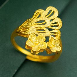 Ringen voor vrouwen vergulde sierlijke gouden sieraden vrouw roestvrijstalen ringen luxe designer accessoires voor dames mode Phoenix Tail Flower Gold Ring YW0003075