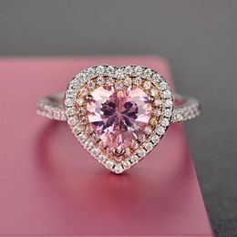 Anillos para mujer S925 plata esterlina corazón rosa topacio piedras preciosas joyería fina romántico lindo anillo de compromiso de boda Accesorios Y189262r