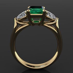 Bagues pour femmes, bijoux solitaire vert pour femmes, pierres précieuses émeraude pures en or 14 carats, tempérament noble, avec boîtes de tailles 6 à 10