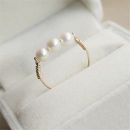 Anneaux perles d'eau douce anneaux à la main or rempli bijoux Joyas cadeau Anillos Mujer Bague Femme anneaux pour femmes Boho bijoux