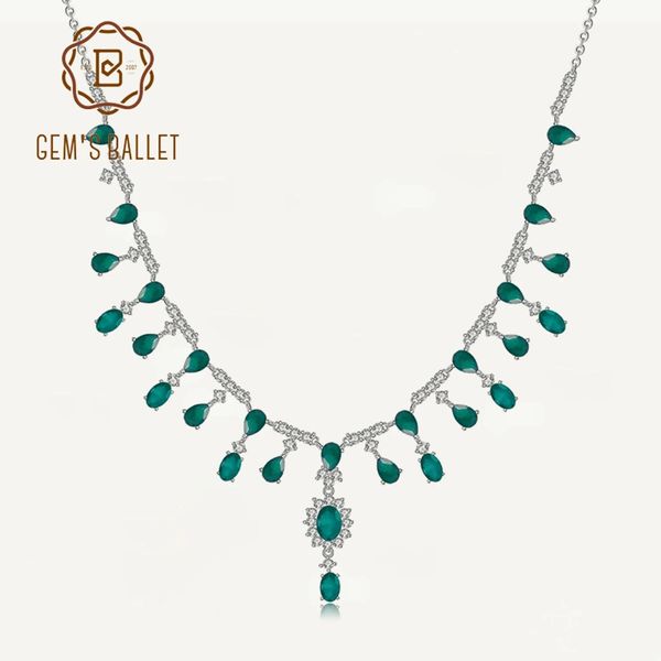 Anneaux Gem's Ballet vert Agate Sterling Sier pierres précieuses colliers pour femmes topaze pendentif conception tour de cou bijoux fins