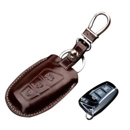 Anneaux de couverture de clés en cuir authentique couverture de télécommande de télécommande pour Hyundai Grand Santa Fe Genesis G70 G90 Smart Keyless Base