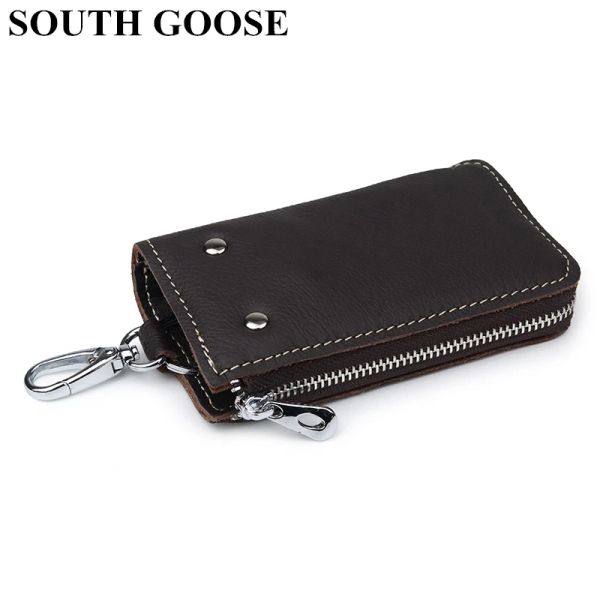 Anneaux de clés en cuir authentiques portefeuilles Unisexe Keys Organisateur Men Carte Keychain Couvre la clés de la voiture Femmes Smart Housekeeper Small Key Case