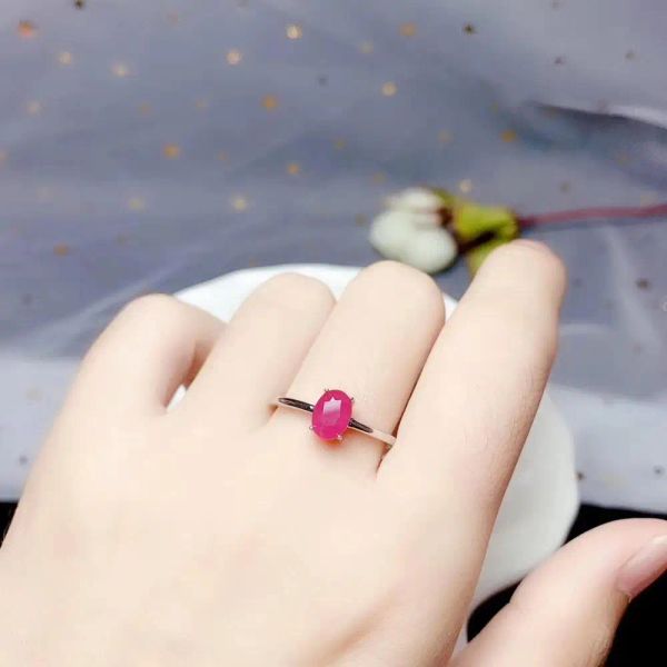 Anneaux Véritable naturel Myanmar rubis anneau pour femmes hommes amour cadeau 925 argent 7x5mm perles de luxe pierre mode réglable anneau AAAAA