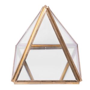 Ringen Glazen Sieradendoos Gouden Geometrische Decoratieve Doos Geometrische Glazen Piramide Ringhouders voor Bruiloft Verjaardagscadeau S