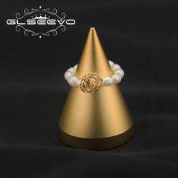 Rings Glseevo Natural Freshwater White Pearls Winding Ring For Woman 2022 Korea Nieuw ontwerp Minimalisme Persoonlijkheid Fijne sieraden