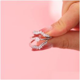 Ringen Hainon Sier Kleur Verbazingwekkende Micro Pave Zirkonia Laag Verloving Voor Dames Mode Band Sieraden Belofte Ring Drop Delivery Dhtnv