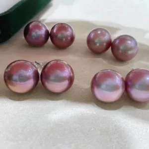 Rings Hengsheng Hoge kwaliteit 1112 mm zoetwaterronde Edison Pearls Stud -oorbellen voor vrouwen 925 Sterling Silver Wedding Sieraden