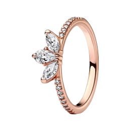 Anneaux Herbarium Cluster Stack Dinger Rings For Women Wedding Bands Rose Gold Jewelry Prong Réglage Clear Cz marquise Pier