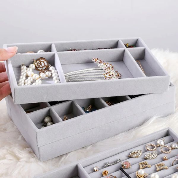 Anneaux Sales à chaud mode portable en velours bijoux bijoux exposition de bijoux de boîte de boîte de bac à oreille de boucle d'oreille