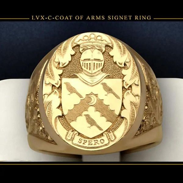 Anneaux Hoyon Pure Jaune Gol Couleur pour hommes Anneau US Military Graved Bird Emed Ring Charm Bijoux pour 1 Livraison réelle et gratuite