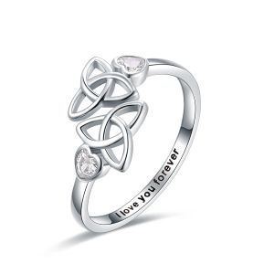 Anillos Irish Celtic Knot Heart Ring I Love You Forever 925 Sterling Silver Love Ann Boda Eternidad Joya Regalo para mujeres novia