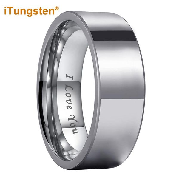 Anneaux iTungsten 6/8/10/12mm mode en gros tungstène bague de mariage hommes femmes à la mode bande de fiançailles je t'aime gravé confort Fit