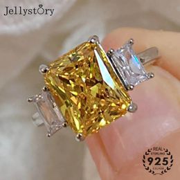 Anneaux Jellystory s925 bague en argent sterling avec des pierres précieuses de citrine créatives bijoux fins pour les cadeaux de fête de mariage féminins anneaux en gros